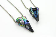 Iridescent Rainbow Raven Skull Goth Necklace