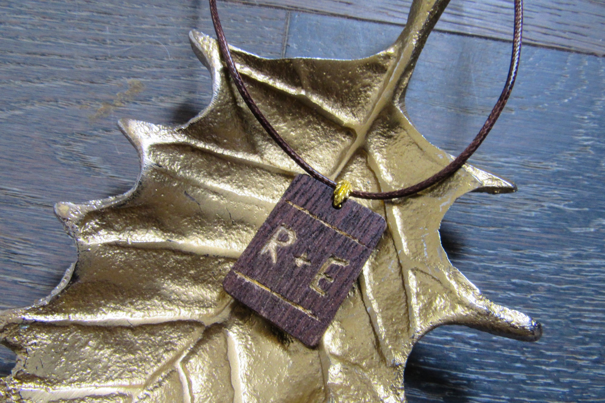 R+E Engraved Wooden Necklace