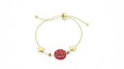 Red and Gold Moon and Stars Themed Adjustable Slide Bracelet