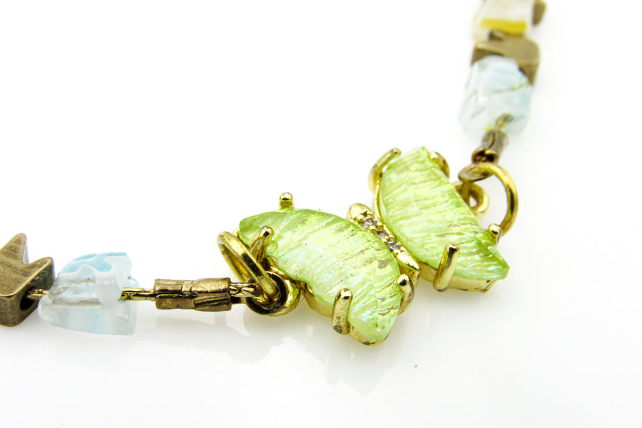 Resin Butterfly Charm With Crown Adjustable Slide Bracelet