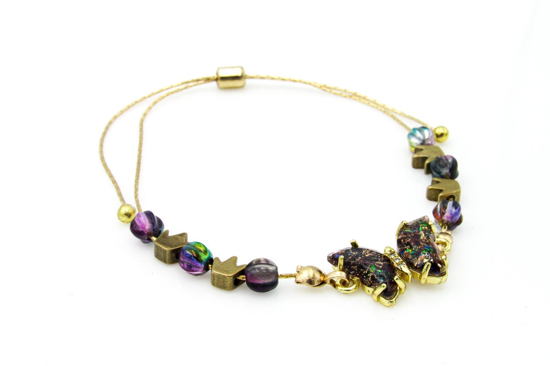 Resin Butterfly Charm With Crown Adjustable Slide Bracelet Bracelets Oh, Heart!