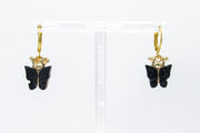 Glittery Resin Butterfly and Crown Charm Earrings