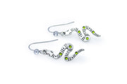 Silver Snake with Green Rhinestones Dangle Earrings Earrings Oh, Heart!