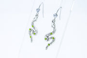 Silver Snake with Green Rhinestones Dangle Earrings Earrings Oh, Heart!