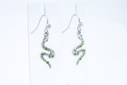 Silver Snake with Green Rhinestones Dangle Earrings Earrings Oh, Heart!