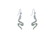 Silver Snake with Green Rhinestones Dangle Earrings Earrings Oh, Heart!