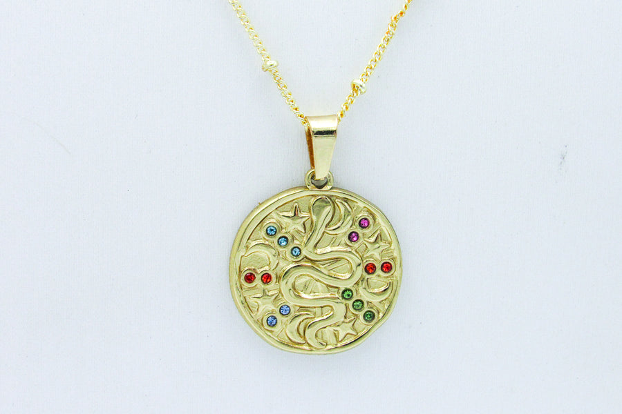 Gold Lunar Snake Pendant Necklace Necklaces Oh, Heart!