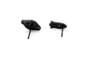 Planet and Rocket Ship Black Stud Earrings