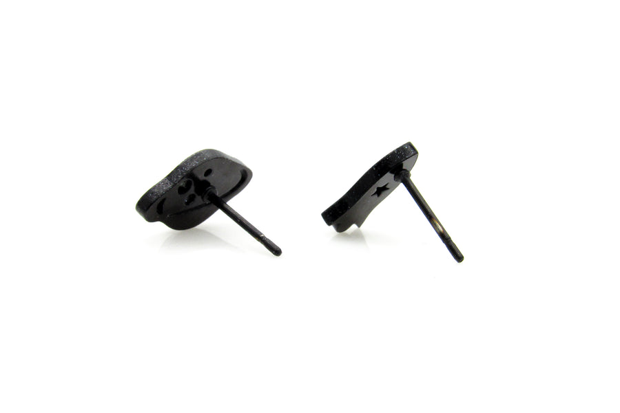 Planet and Rocket Ship Black Stud Earrings