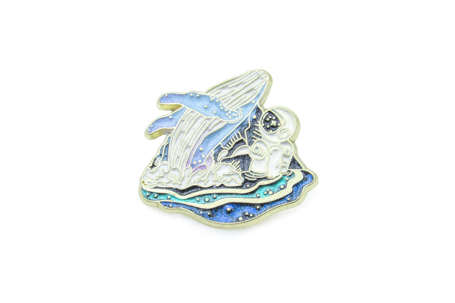 Astronaut and Whale Enamel Pin