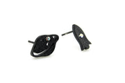 Planet and Rocket Ship Black Stud Earrings