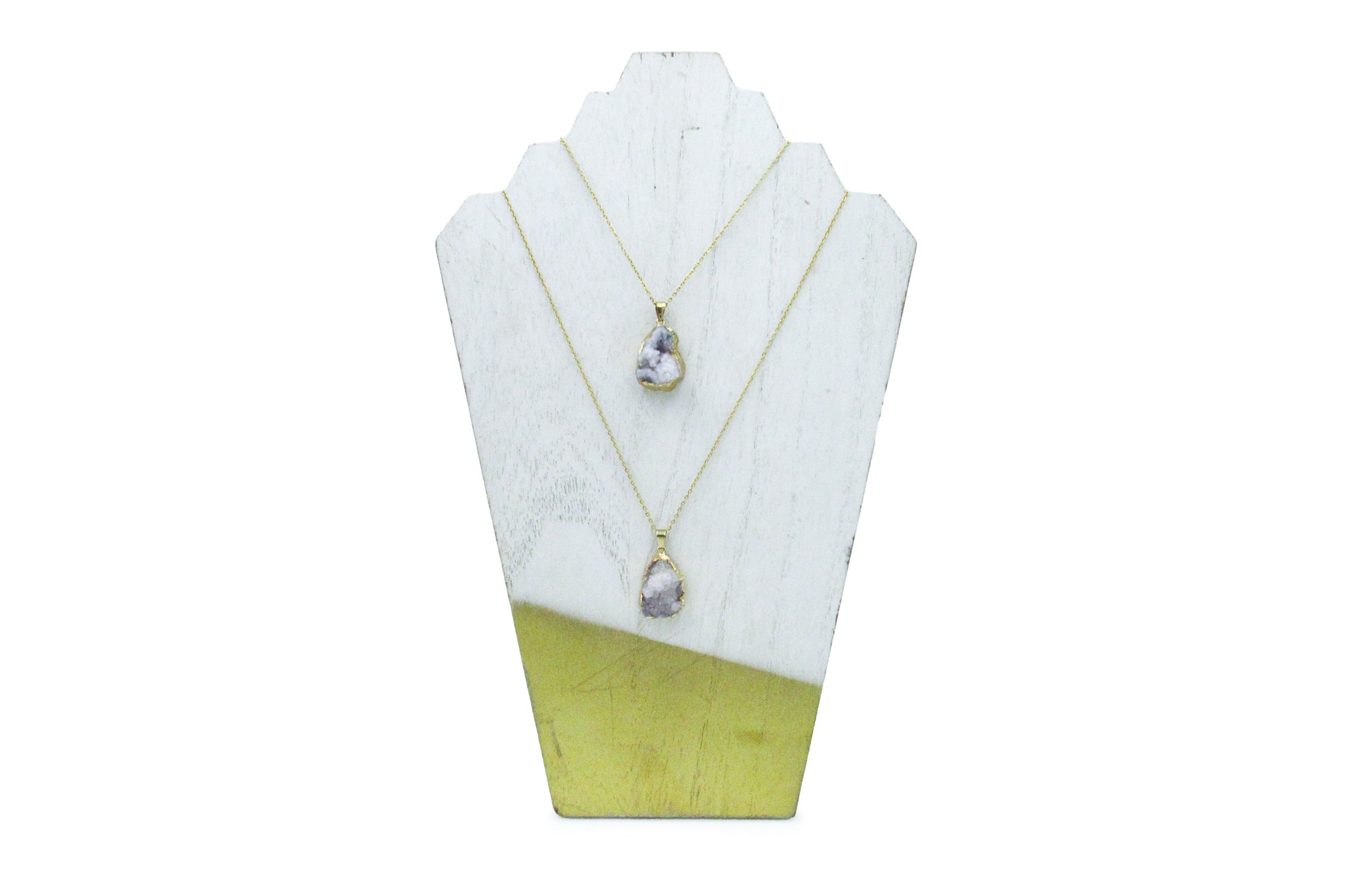 White Smoke Druzy Agate Crystal Pendant Necklaces