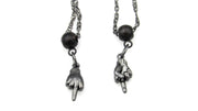 Middle Finger Necklace on Dainty Twisted Chain in Black