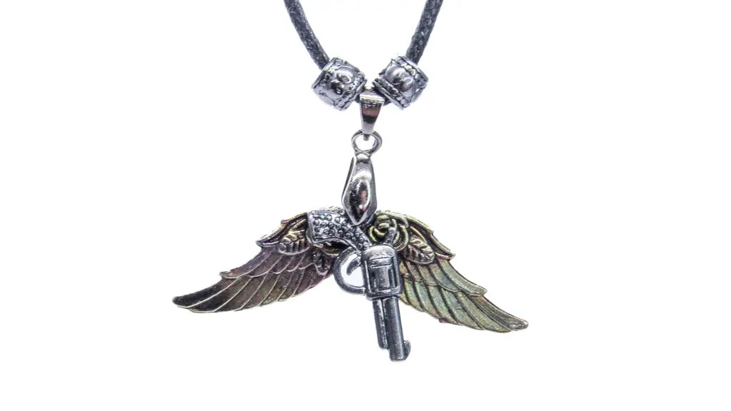 Angel Wings and Firearm Charm Necklace •  Necklaces • Oh, Heart!