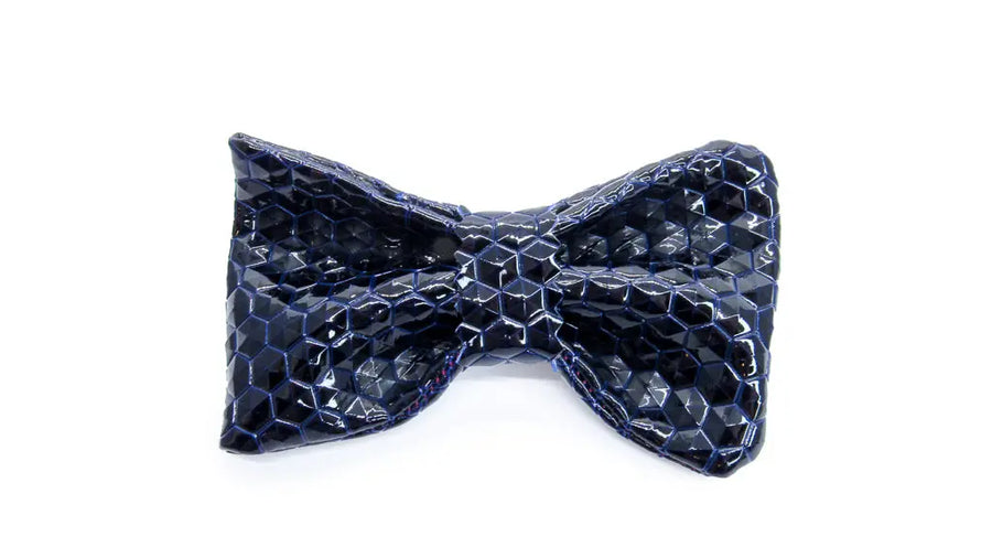 Black and Blue and Geometric All Over Faux Leather Bow Tie •  Bow Tie • Oh, Heart!