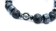Black Lava Beads and Silver Moon Stretch Bracelet •  Bracelets • Oh, Heart!