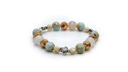 Boho Ocean Themed Stretch Bracelet With Turtle Charms