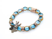 Turquoise and Bronze Butterfly and Glass Beads Stretch Bracelet •  Bracelets • Oh, Heart!