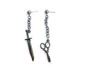 Knife and Scissors Mismatched Earring Set •  Earrings • Oh, Heart!