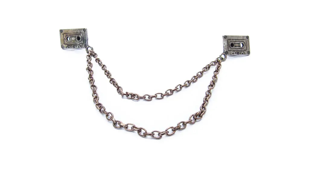 Antiqued Cassette Tape Charm Collar Chain •  collar chain • Oh, Heart!