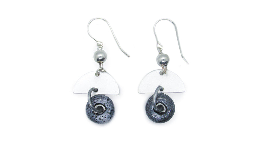 Silver and Grey Geometric Dangle Earrings •  Earrings • Oh, Heart!
