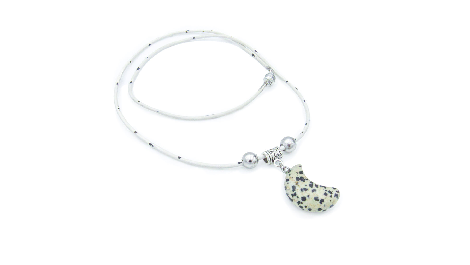 Moon Shape Semiprecious Stone Pendant Necklace •  Necklaces • Oh, Heart!