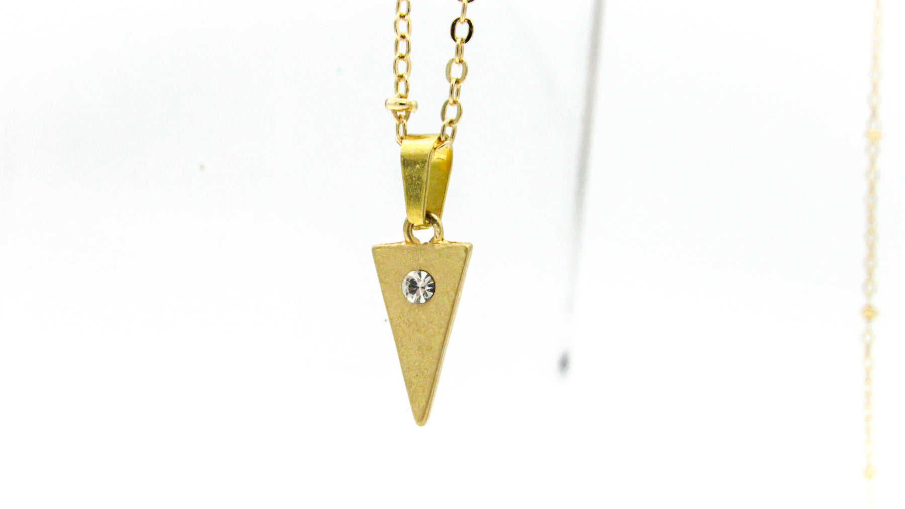 Dainty Triangle Gold Pendant Necklace With CZ Pave •  Necklaces • Oh, Heart!