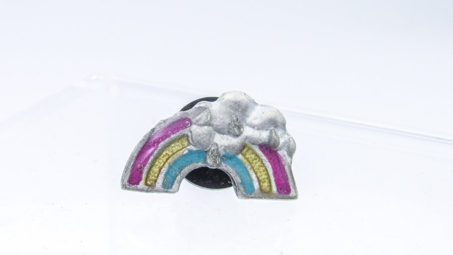 Rainbow With Cloud Painted Metal Pin •   • Oh, Heart!