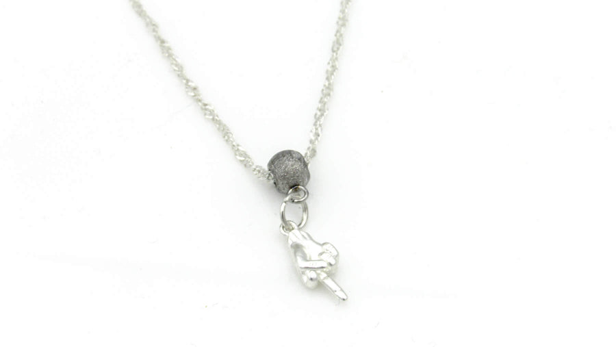 Middle Finger Necklace on Dainty Twisted Chain in Silver