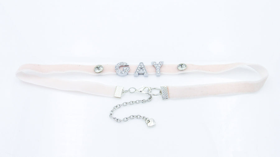 Velvet Ribbon Choker with Gay Pride Alphabet Charms •  Chokers • Oh, Heart!