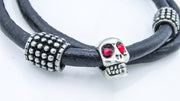 Skull Bead with Rhinestone Eyes Leather Wrap Bracelet •  Bracelets • Oh, Heart!