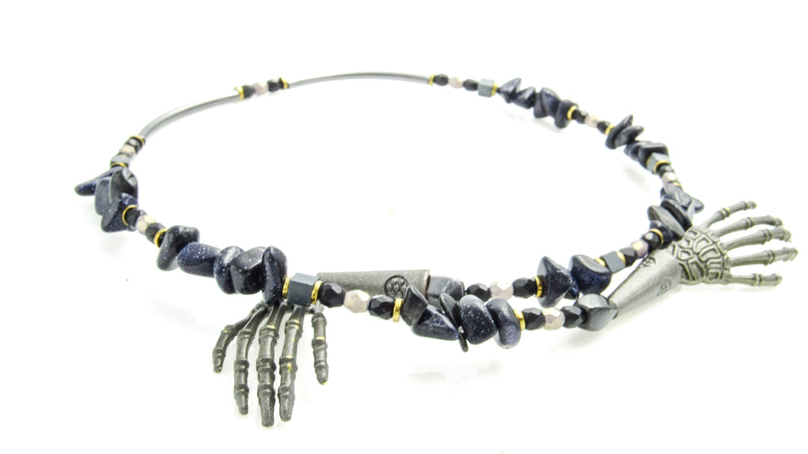 Memory Wire Choker With Magnetic Skeleton Hands •  Necklaces • Oh, Heart!