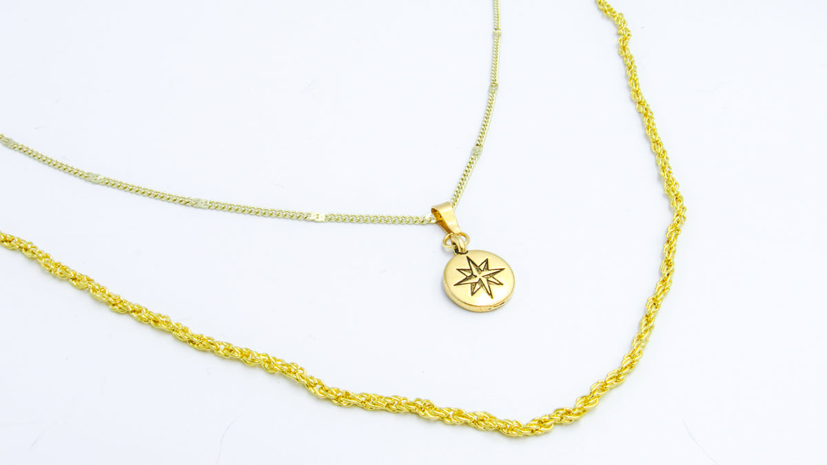 Compass Charm Double Strand Necklace Set •  Necklaces • Oh, Heart!
