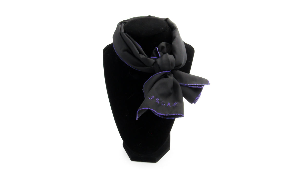 ET heart SB Embroidered Black Silky Scarf •  Scarves • Oh, Heart!