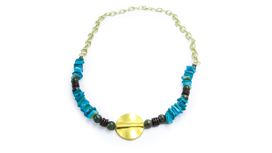 Turquoise Chip Beads Statement Necklace •  Necklaces • Oh, Heart!