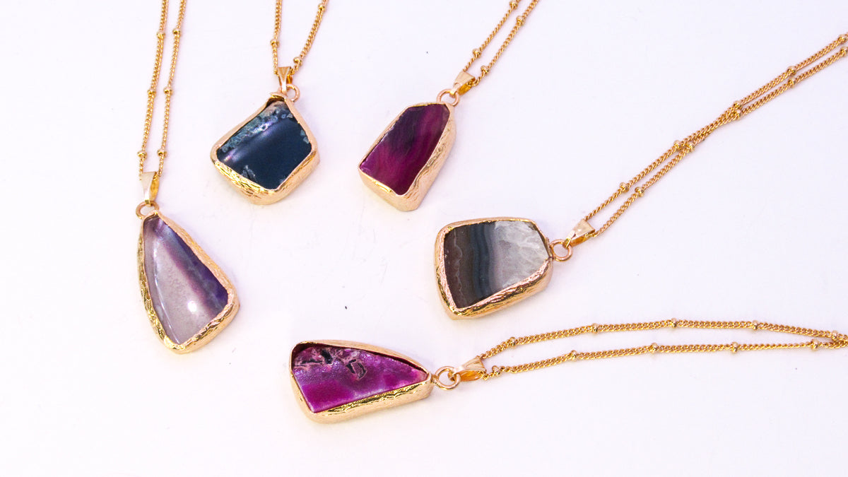 One-of-a-Kind Gold Dipped Gemstone Pendant Necklaces •  Necklaces • Oh, Heart!