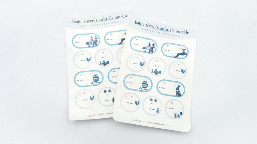 Illustrated Animals Gift Tag Sticker Sheets •  Gift Tags & Labels • Oh, Heart!