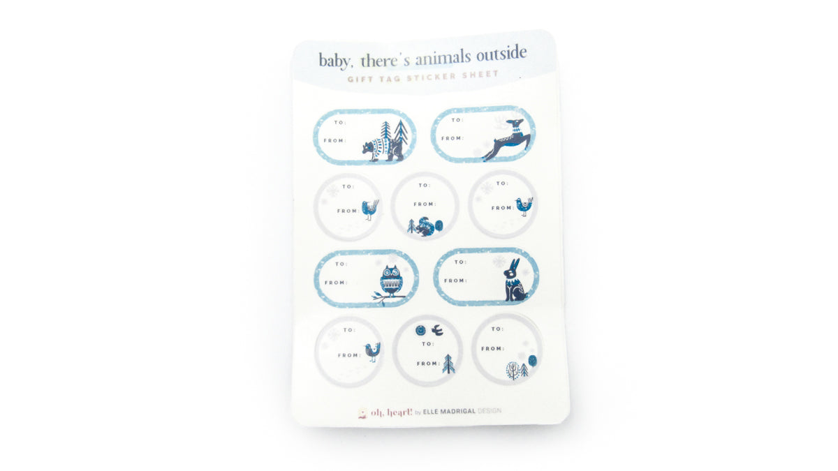 Illustrated Animals Gift Tag Sticker Sheets •  Gift Tags & Labels • Oh, Heart!