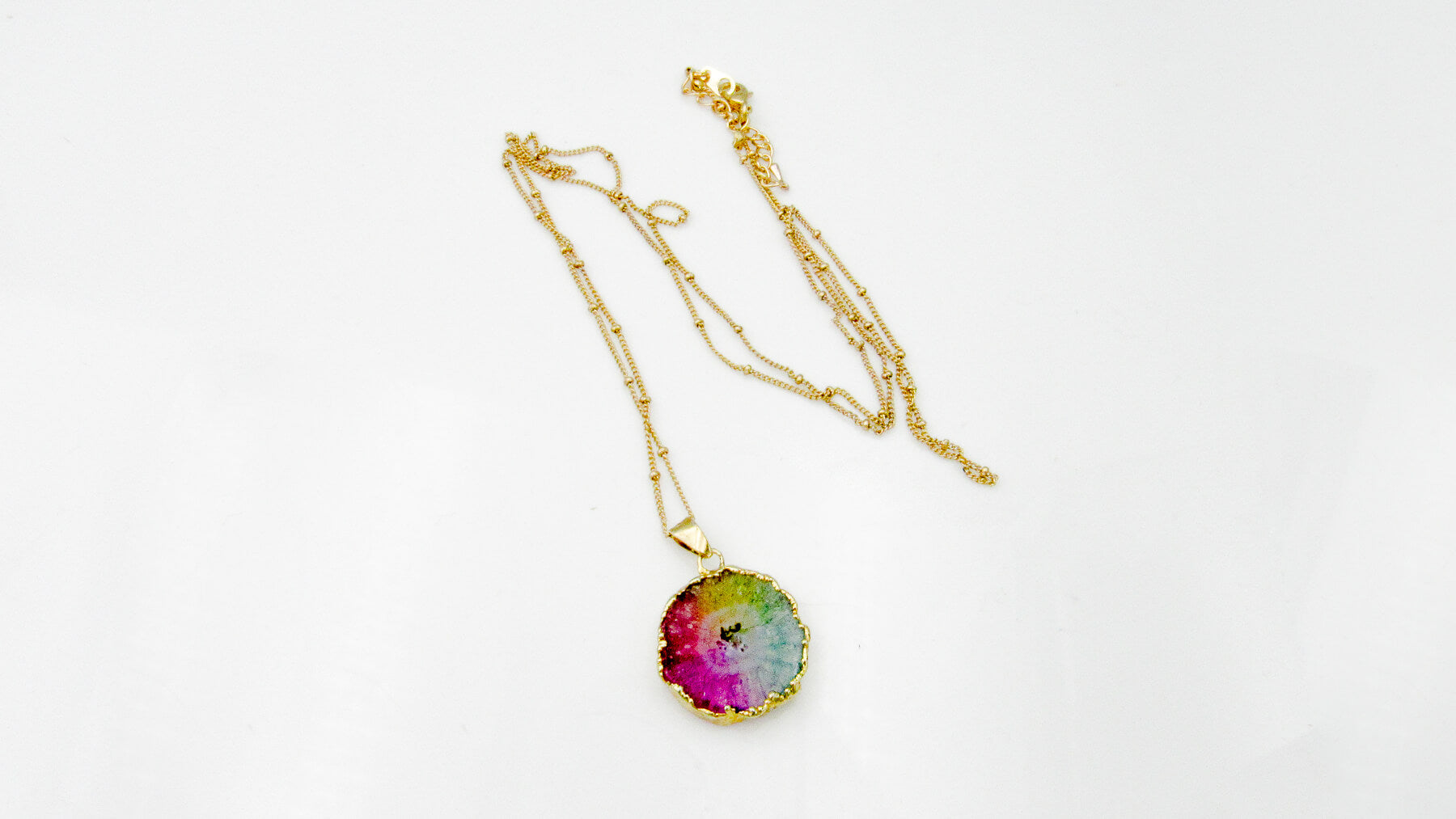 Rainbow Solar Quartz Gemstone Pendant Necklace