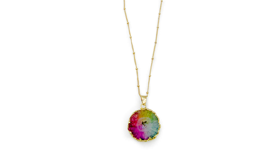 Rainbow Solar Quartz Gemstone Pendant Necklace