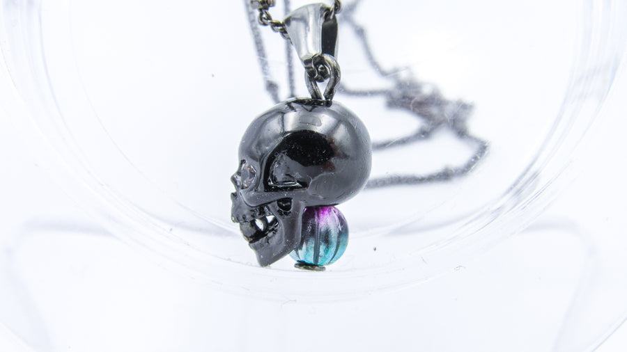 Black Skull with Rhinestones Dangle Charm Necklace •  Necklaces • Oh, Heart!